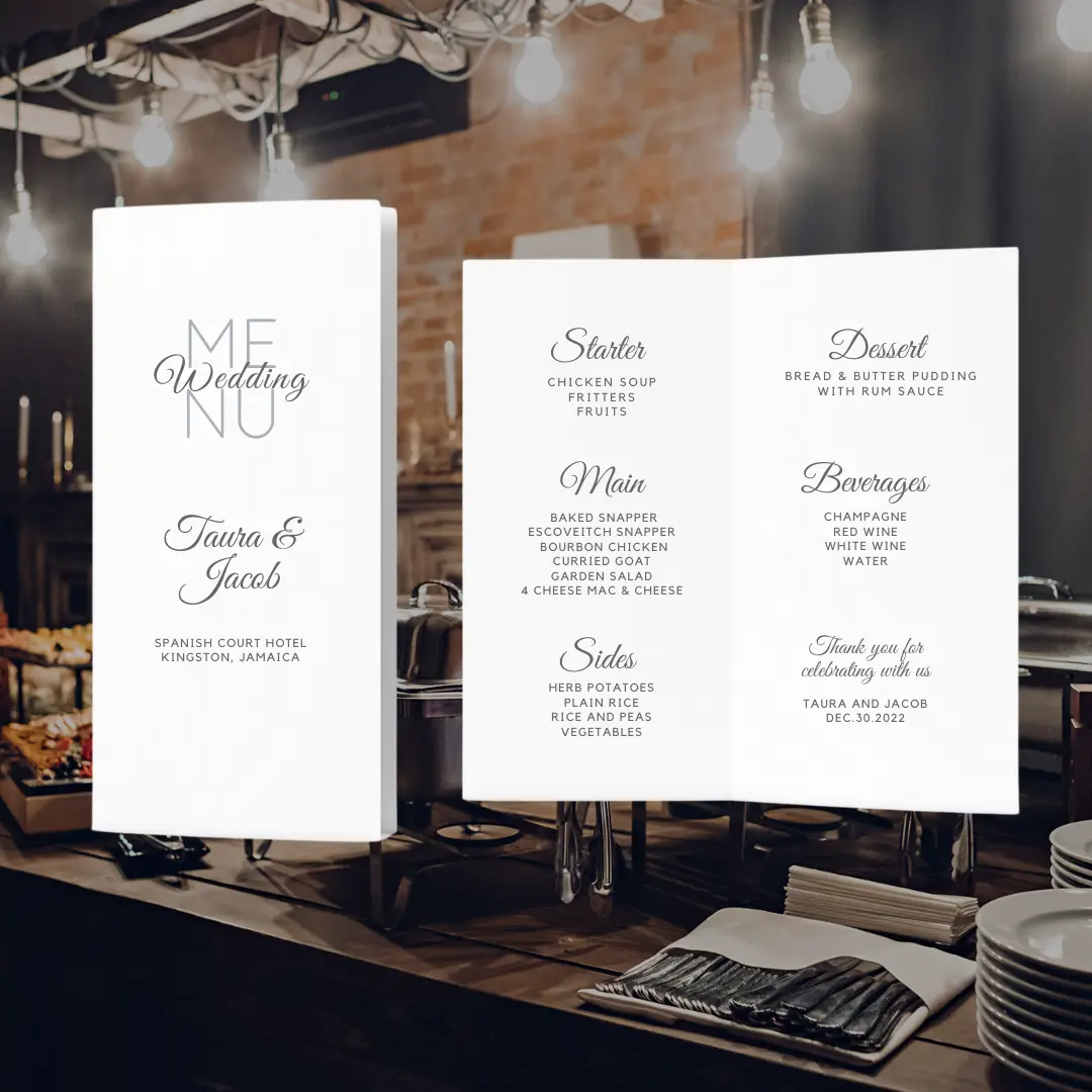 Bi-fold Matte Menu Card